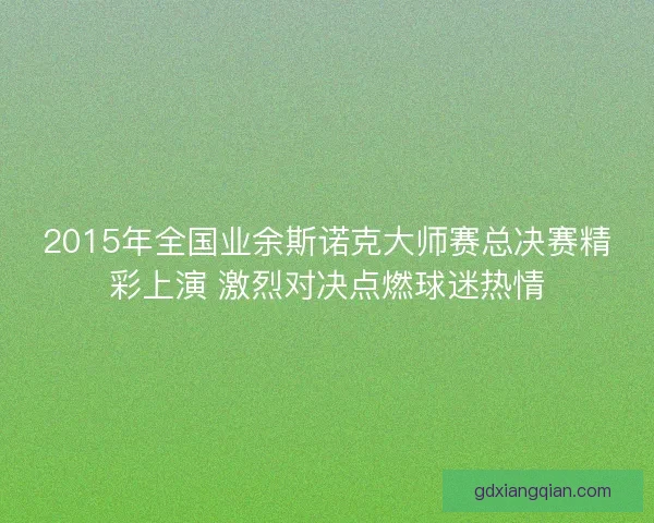2015年全国业余斯诺克大师赛总决赛精彩上演 激烈对决点燃球迷热情 2015年全国业余斯诺克大师赛总决赛精彩上演 激烈对决点燃球迷热情