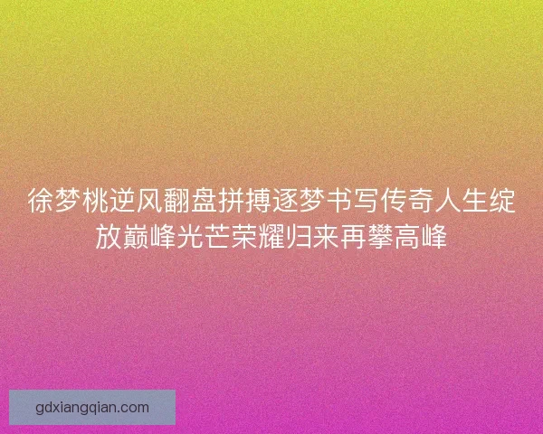 徐梦桃逆风翻盘拼搏逐梦书写传奇人生绽放巅峰光芒荣耀归来再攀高峰 徐梦桃逆风翻盘拼搏逐梦书写传奇人生绽放巅峰光芒荣耀归来再攀高峰