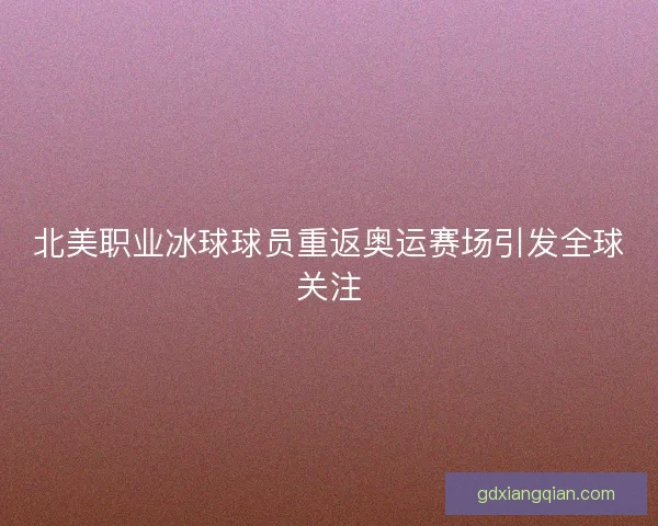 北美职业冰球球员重返奥运赛场引发全球关注