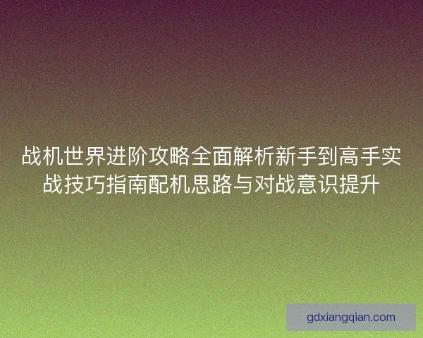 战机世界进阶攻略全面解析新手到高手实战技巧指南配机思路与对战意识提升