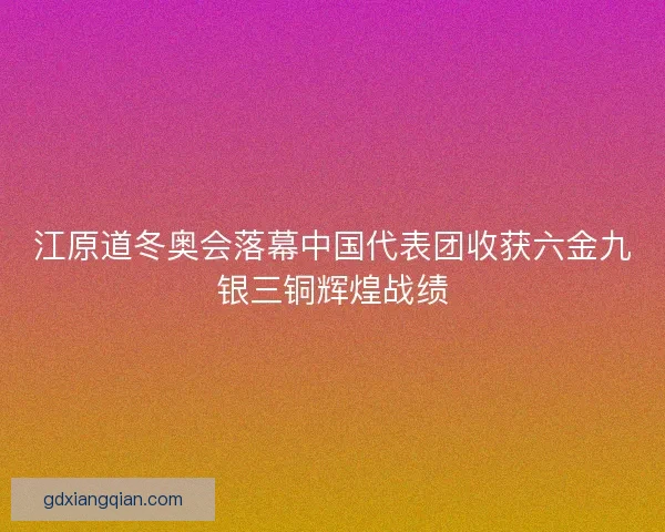 江原道冬奥会落幕中国代表团收获六金九银三铜辉煌战绩